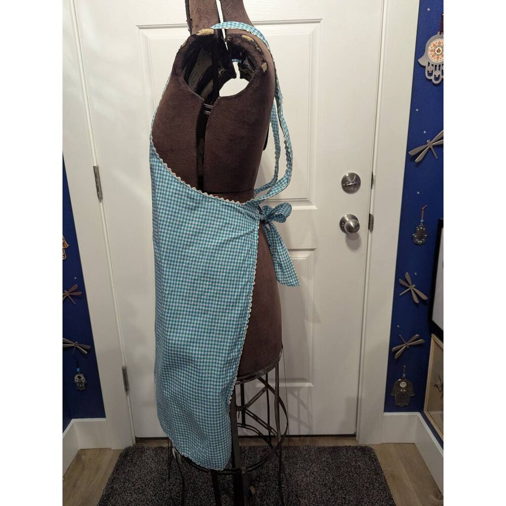 Vintage Handmade Gingham Apron 1960s MCM Pinup - Picture 5 of 8